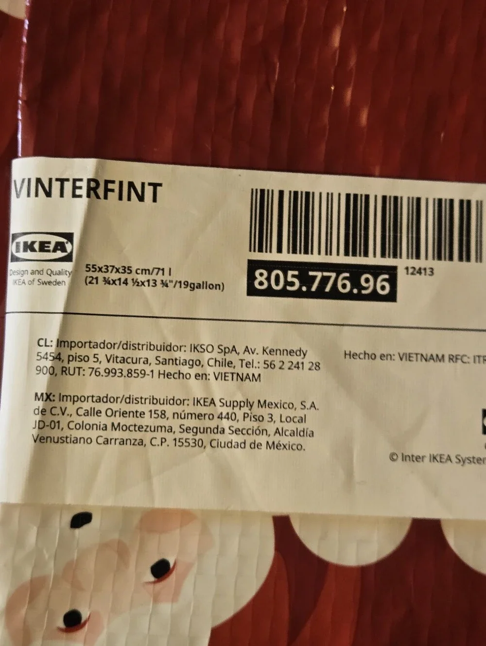 5 Retired IKEA VINTERFINT Red and White Holiday Totes & Storage Bags